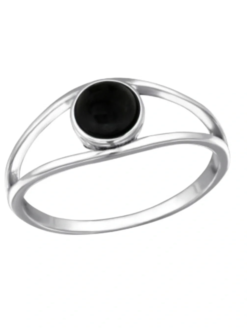 Sterling Silver Double Line Precious Natural Stone Ring
